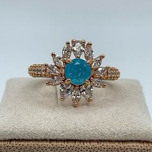 Bomb Party Ring SHE’S GOT DRAMA RBP3674 Aquamarine Ice Crystal/Rose Gold Plate